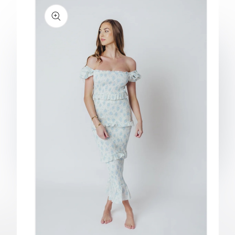 Worth Collective Ada Smocked Dress in Blue Floral - Bump Friendly